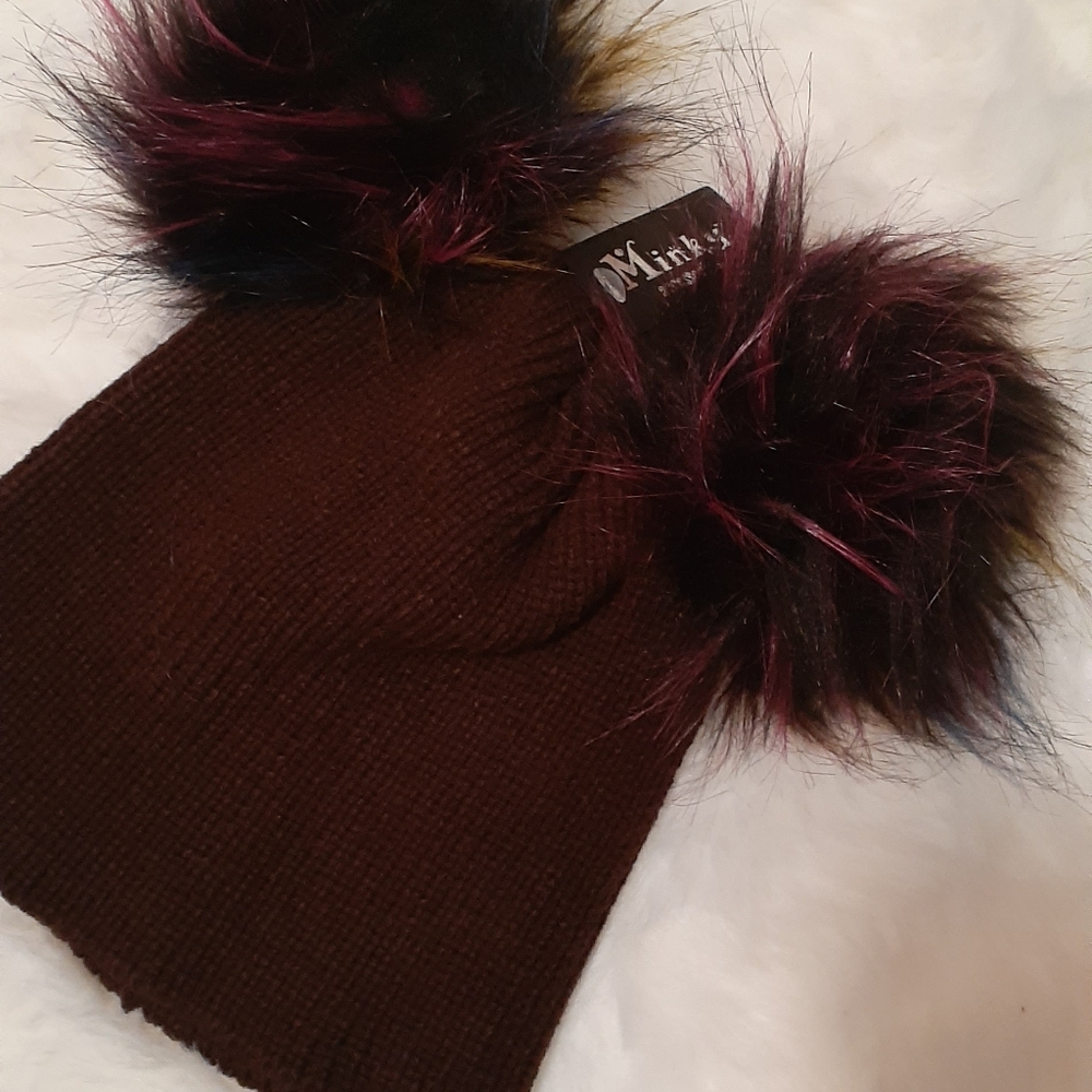 Brown Double Pompom Iconic Beanies